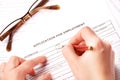 Completing an employment application Royalty Free Stock Photo