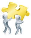 Completing jigsaw teamwork Royalty Free Stock Photo