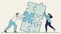 Completing a Large Puzzle, Solution and Integration, vector design Generative AI Royalty Free Stock Photo