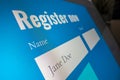 Completing registration form online Royalty Free Stock Photo