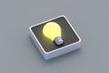 Completing tasks. Glowing light bulb on button Royalty Free Stock Photo