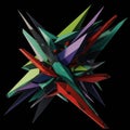 A complex, abstract 3D structure composed of sharp, angular spikes in various colors Royalty Free Stock Photo