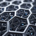 A complex, abstract structure composed of interconnected hexagonal patterns, resembling a metallic Royalty Free Stock Photo