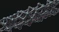 A complex, abstract structure with a glossy, metallic appearance. It consists of