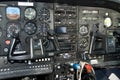 Complex airplane cockpit control panel