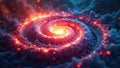Complex algorithm visualized as swirling energy field, flow, motion