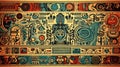 complex background image with a fusion of cultural symbols from around the world, incorporating elements like ancient