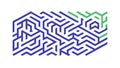 Complex Blue Maze Design, Challenging Puzzle Vector. vector design Generative AI Royalty Free Stock Photo