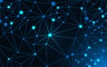 Complex blue network data structure with plexus line background. Website coordinate for business or science wallpaper