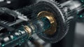 Complex braiding mechanism with gears and levers in motion, precision engineering Royalty Free Stock Photo