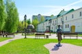Complex of buildings of former Jesuit collegium now - Polotsk State University, monument to Polotsk student, Belarus