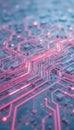 Intricate circuit board design showcasing vibrant pink and blue pathways Generative AI Royalty Free Stock Photo