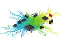 Complex circuit board with multiple components Royalty Free Stock Photo