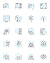 Complex computation linear icons set. Algorithm, Calculation, Computation, Regression, Simulation, Model, Optimization Royalty Free Stock Photo