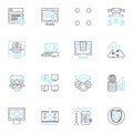 Complex computation linear icons set. Algorithm, Calculation, Computation, Regression, Simulation, Model, Optimization Royalty Free Stock Photo