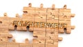 Complex and confusing enlightenment: learn complicated, hard and difficult concept of enlightenment,pictured as pieces of a wooden