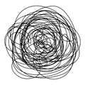 Complex confusion. Shaded round object. Abstract doodles. A hand-drawn ball with black shading