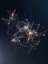 Complex Connection Abstract Network of Glowing Triangles on a Dark Background Royalty Free Stock Photo