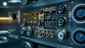 Futuristic control panel monitoring system showing various parameters