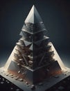 Complex Crystal Pyramid in 3D Space, Generative AI