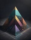 Complex Crystal Pyramid in 3D Space, Generative AI