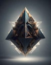 Complex Crystal Pyramid in 3D Space, Generative AI