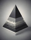 Complex Crystal Pyramid in 3D Space, Generative AI