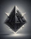 Complex Crystal Pyramid in 3D Space, Generative AI