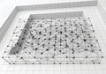 Complex network structure with interconnected nodes and lines Royalty Free Stock Photo