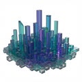 A complex 3D structure composed of vertical, rectangular prisms varies in height, Royalty Free Stock Photo