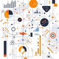 Complex data visualization with graphs and charts in modern design Royalty Free Stock Photo