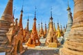 Complex decorations of Nyaung Ohak pagodas, Indein, Inle Lake, M Royalty Free Stock Photo