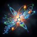 Llustration depicting interconnected molecular structures with Royalty Free Stock Photo