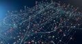 A complex digital network visualization featuring interconnected Royalty Free Stock Photo