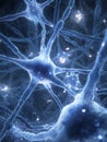 Complex Digital Visualization of Neural Network Connections: Highly Detailed 3D Rendering of Human Brain Neurons Communicating Royalty Free Stock Photo