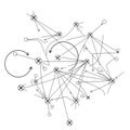Complex directional graph with interconnected nodes and various paths Royalty Free Stock Photo