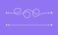 Complex and easy simple way from point A to B vector illustration.