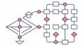 Complex Flowchart Diagram with Nodes, Arrows, and Data Points, vector design Generative AI Royalty Free Stock Photo