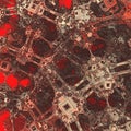 Complex fractal structure featuring an intricate network of interconnected cubic and