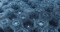 Abstract Hexagonal Grid Circuit Board Technology, Digital Network and Future Data Flow Royalty Free Stock Photo