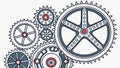 Complex Gear Mechanism Interconnected Cogs Vector Illustration, vector design Generative AI Royalty Free Stock Photo