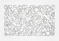 Complex geometric line art featuring interconnected abstract shapes and Royalty Free Stock Photo