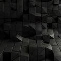 A complex geometric surface composed of numerous dark triangular