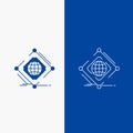 Complex, global, internet, net, web Line and Glyph web Button in Blue color Vertical Banner for UI and UX, website or mobile Royalty Free Stock Photo