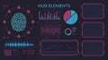 Complex HUD Interface with Biometric Fingerprint Scanner & Detailed Data Graphs Royalty Free Stock Photo