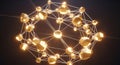 Abstract Glowing Network of Golden Nodes in Dark Environment Royalty Free Stock Photo
