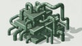 Complex Industrial Piping System Isometric Illustration Royalty Free Stock Photo