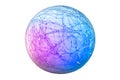 Complex Interconnected Data Sphere with Blue and Purple Gradient and Lines