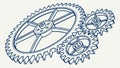 Complex Interconnected Gears, Engineering and Industrial Design, vector design Generative AI Royalty Free Stock Photo