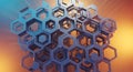 Abstract Hexagonal Structure Network, Geometric Pattern, Futuristic Technology Background Royalty Free Stock Photo